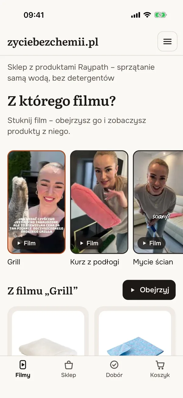 Aplikacja zyciebezchemii.pl – ekran Filmy: Z którego filmu?