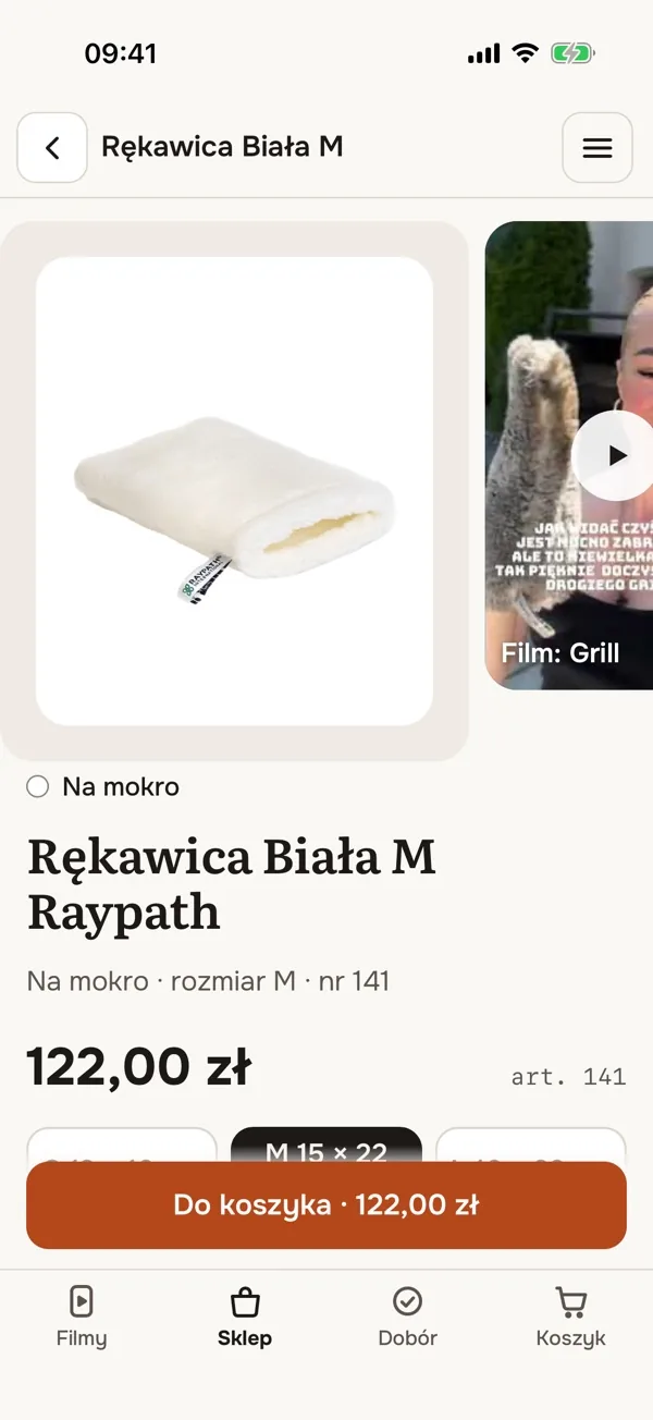 Aplikacja zyciebezchemii.pl – karta produktu Rękawica Biała M Raypath